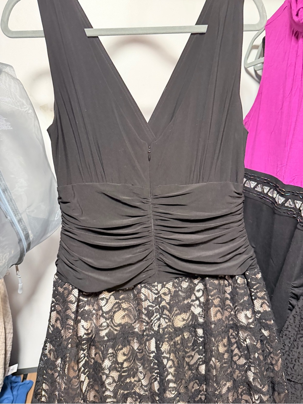 Black Strapless Lace Skirt Evening Dress